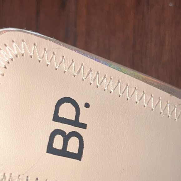 BP. Nordstrom chunky rhinestone triangle heel clear sandal heels nude blush 8.5 - Picture 2 of 7